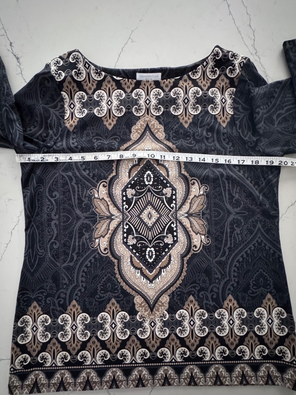 Charter Club Paisley Medallion Placement Print Boatneck Tunic Top Petite Large - Picture 6 of 8